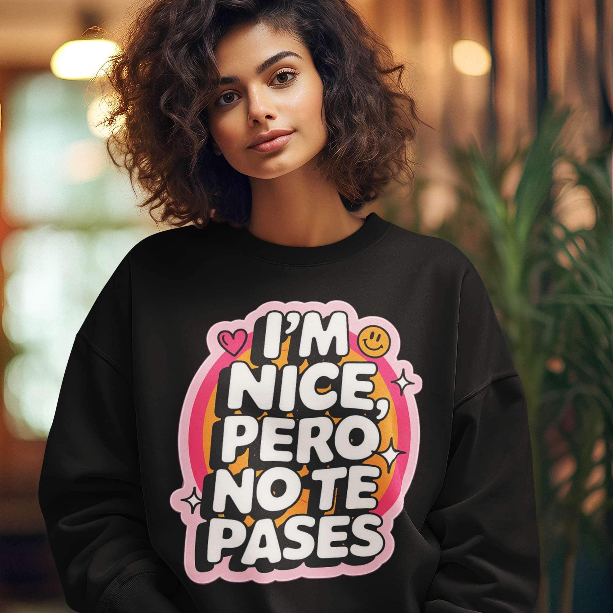 I'm Nice Pero No Te Pases Comfy Crewneck Sweatshirt | Fleece-Lined Funny Viral Latino Empowerment Pride | 3 Colors